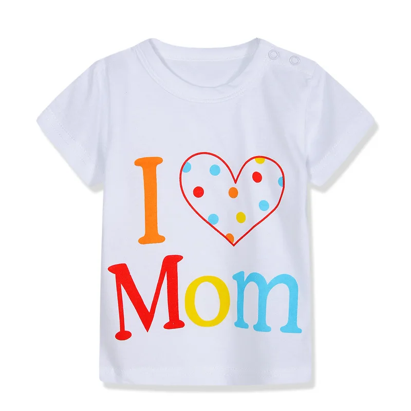 Детские футболки Unini-yun с героями мультфильмов I Love Mom летние детские для мальчиков