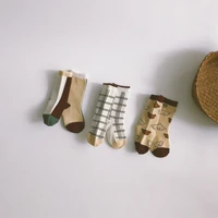 enkelibb super lovely korean style baby socks 3 pairs lot toddler little boy girl cotton made plaid bear pattern sock