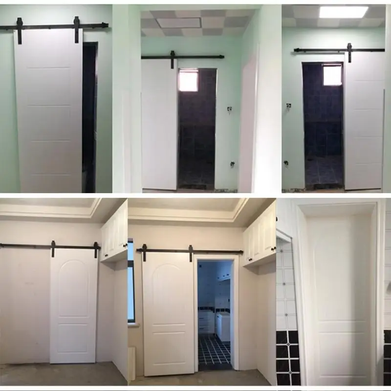 Двери сарая подвесной рельс для Европы деревенский Черный Раздвижные Barn