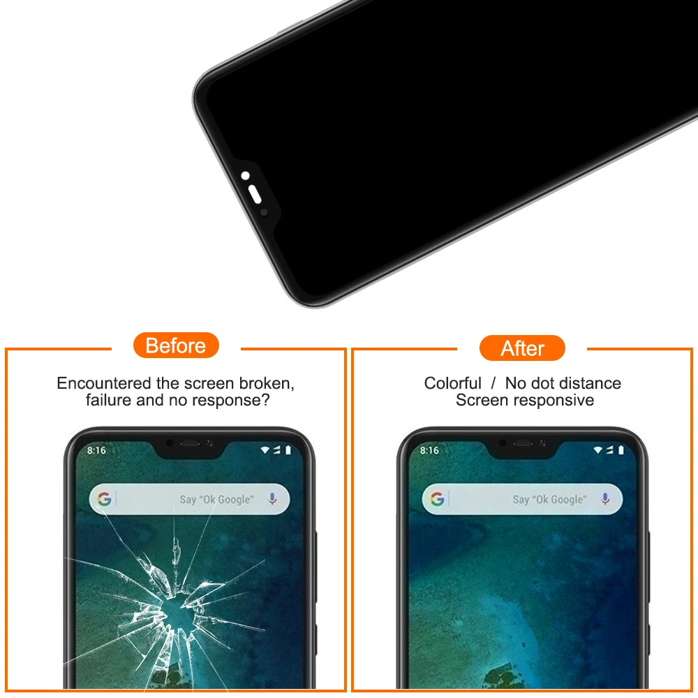 Для 5,8" Xiaomi mi A2 Lite ЖК-экран рамка+ сенсорный экран панель дигитайзер сборка Замена для Red mi 6 Pro