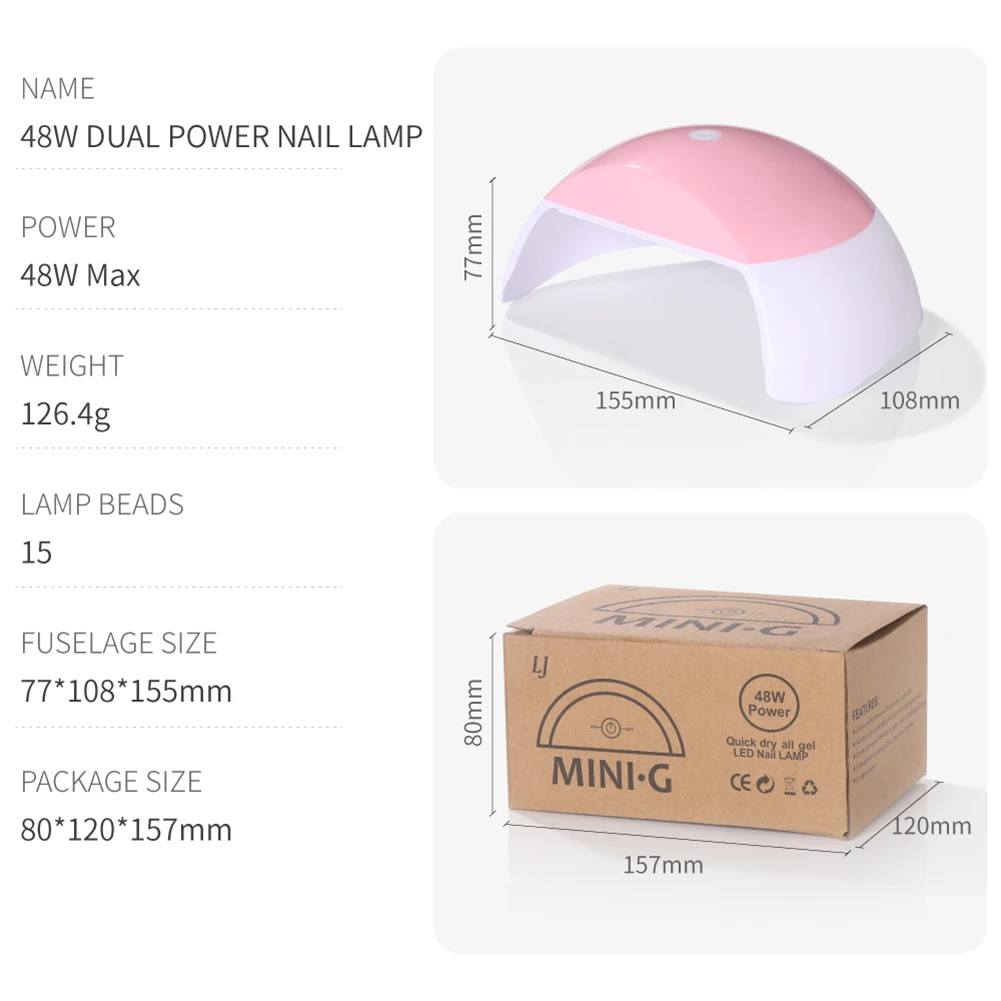 

Pro 48W LED Lamp Nail Dryer 15 LEDs UV Gel Polish Timer Manicure Art Tools for Nail Dryer Machine