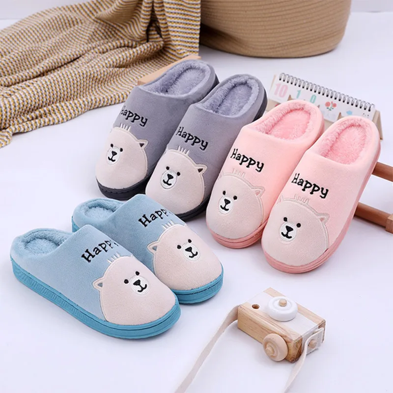 

Women Slippers Winter Autumn Cute Cartoon Shoes Plush Shoes Home Non-slip Soft Warm House Slipper Couples Floor Indoor Bedroom