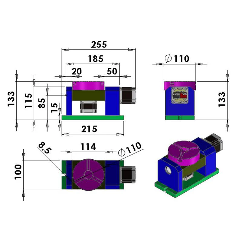 50:1 CNC Dividing Head Rotary Axis 100:1 Harmonic Gearbox 4th 5th for Router | Инструменты