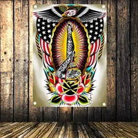 sexy legs vintage banners flag 4 gromments in corners canvas painting american neo traditional tattoo gun art poster tapestry