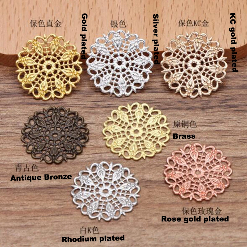 500pcs 25mm filigree flower wraps connectors flower piece jewelry DIY findings accessories FCN-027