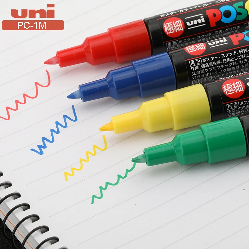 Ручка-маркер Uni-posca 12 цветов PC-1M для керамической кружки стекла дерева металла -