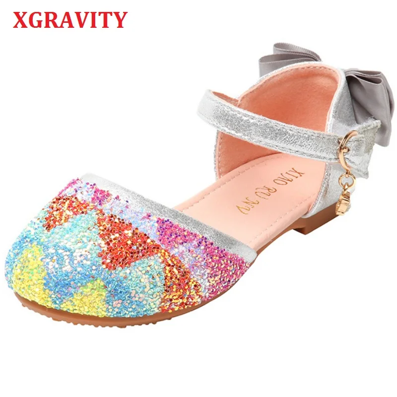 

Princess Kids Leather Shoes For Girls Candy Color Casual Sandals Glitter Children Sandals Soft Kids Dance Performance Shoes V016
