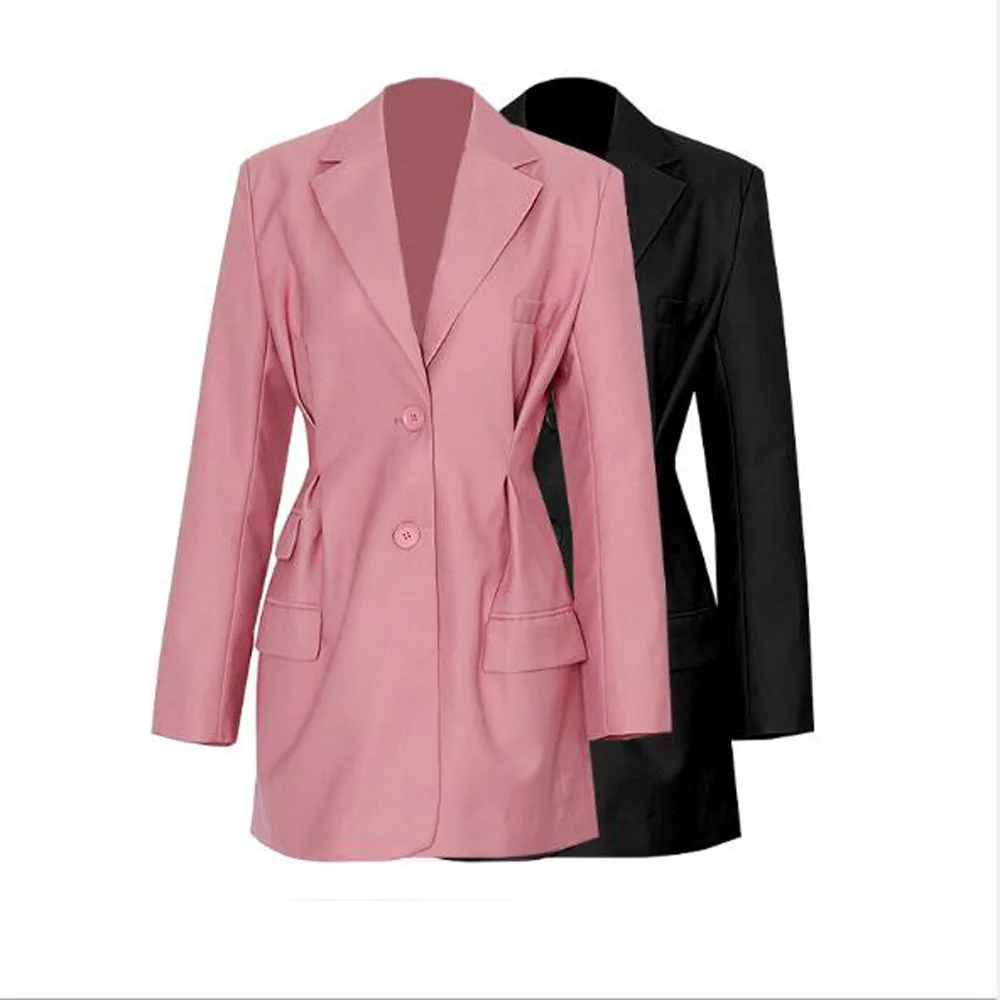 

Cultiseed Women Deep V Neck Single Breasted Slim Waist Formal Party Long Blazers Coats Tops Clothing Female Ladies New Jackets