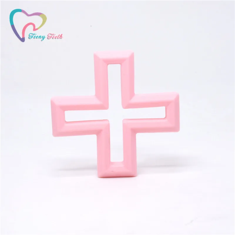 Candy Pink 1 шт., Пищевая силиконовая подвеска с крестиком для прорезывания зубов, игрушки для кормления ребенка, ожерелье для ребенка, щетка для прорезывания зубов, ручная работа, сделай сам, рукоделие, нагрудник, зажим - Цвет: Candy Pink