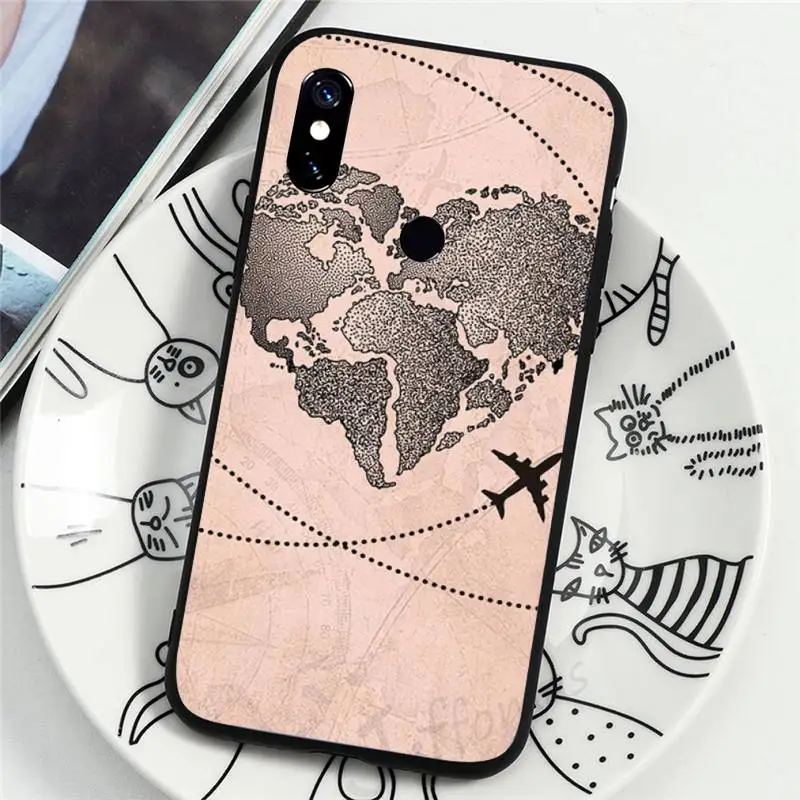 

World Map Travel Phone Cases For Xiaomi Redmi note 7 8 9 t k30 max3 9 s 10 pro lite