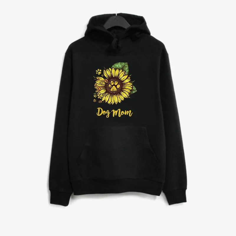 

Dog Mom Sunflower Printed Hoodies Women Fleece Long Sleeve Loose Sweatshirt with Hat Girls Women Hoodie Pullovers Winter