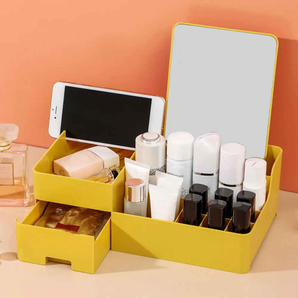 

1pc Creative Desktop Makeup Box Creative Cosmetic Storage Box (Yellow)