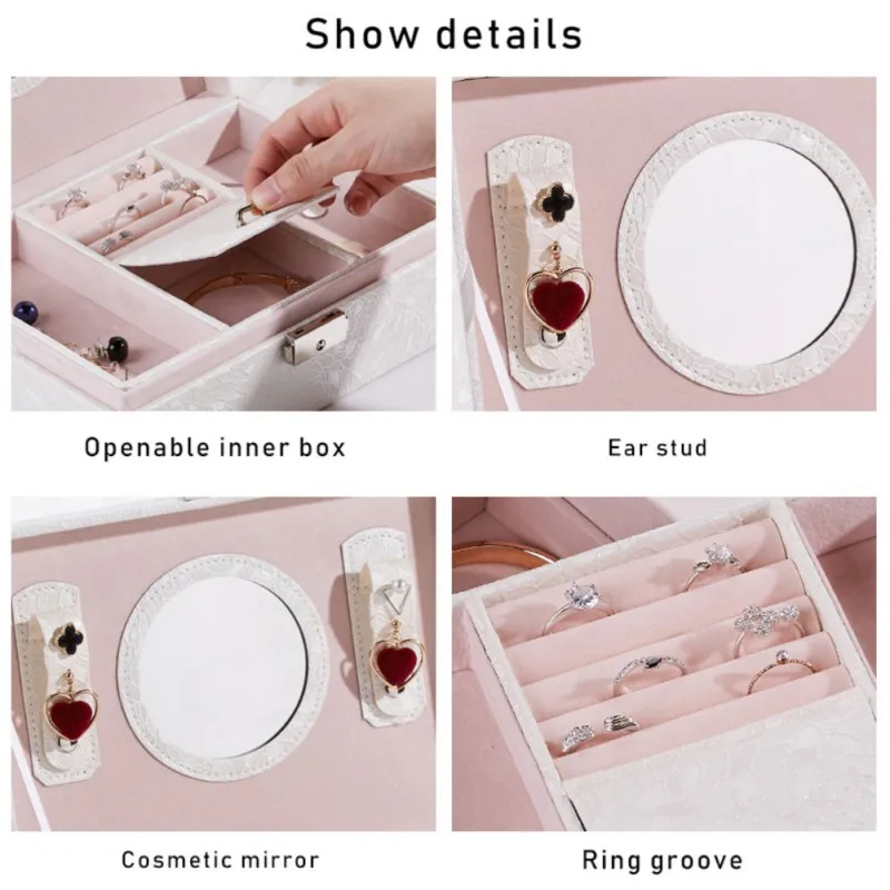 

2021 New Multi-layer Jewelry Box Organizer Multifunction Portable Necklace Earring Ring Storage Box Jewelry Holder Gift Box