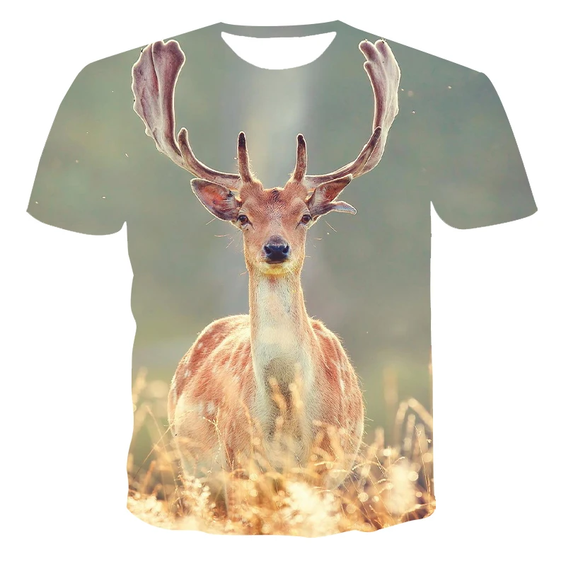 

Animal Deer 3D Weed Camouflage T-Shirt Moose Hunter Men's Men Men's Gun Hunting T-Shirt Harajuku T-Shirt Top Men's Short Sleeve