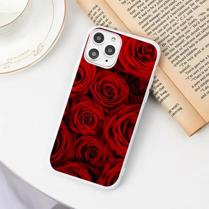 

Artistic red rose Phone Case Candy Color White for iPhone 11 pro XS MAX 8 7 6 6S Plus X 5S SE 2020 XR