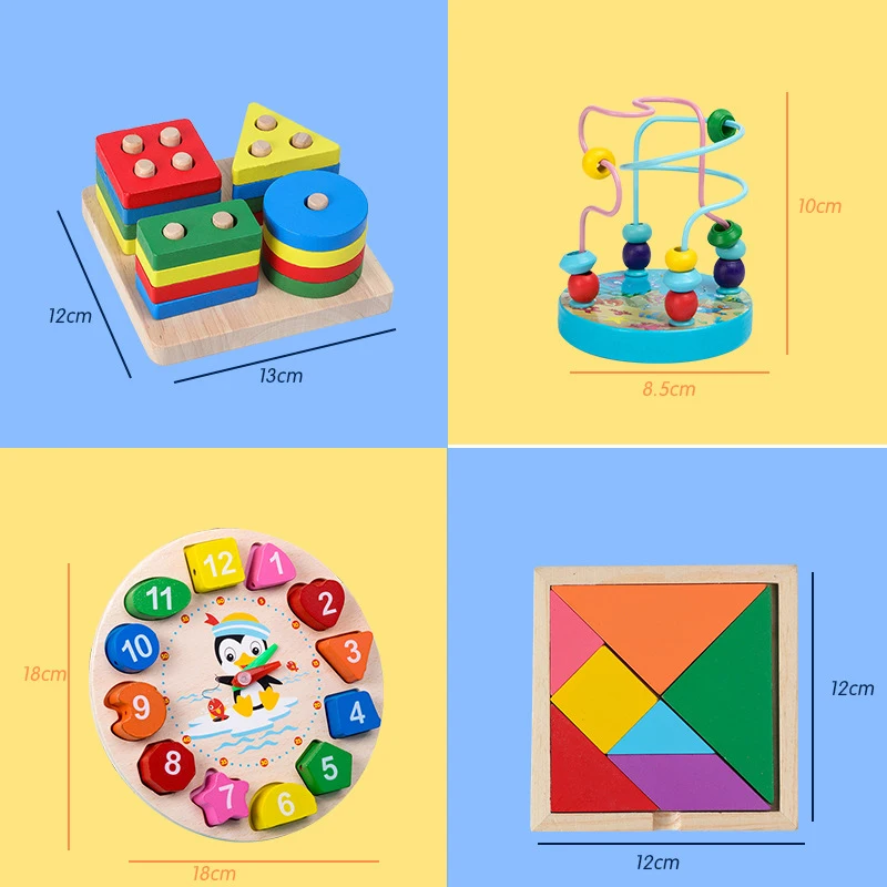 Деревянные игрушки Монтессори QWZ обучающие для детей детские Разноцветные