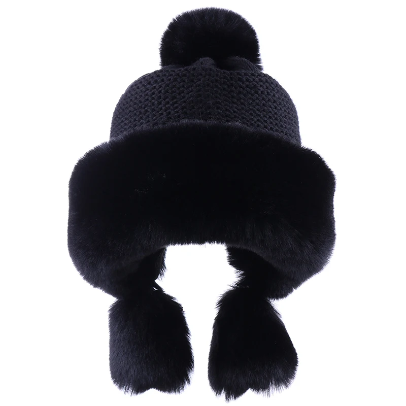 Зимняя женская шапка-бомбер с помпоном шапки-ушанки из искусственного лисьего