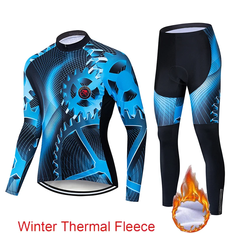 Ropa ciclismo теплая Зимняя Теплая Флисовая велосипедная одежда, мужская Трикотажная одежда, костюм для езды на велосипеде, MTB Одежда, комбинезон, комплект - Цвет: cycling set 12