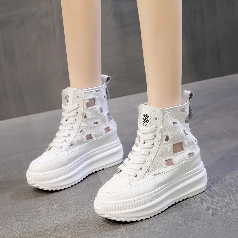 

Mesh Hollow Chelsea Short Boots Women 2021 New Spring And Autumn Thin Section Breathable Thick Heel Martin Boots Increased