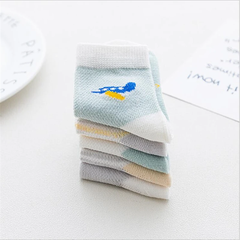 5 пары/компл. детские носки летние хлопковые бесшовные для мальчиков вязаные