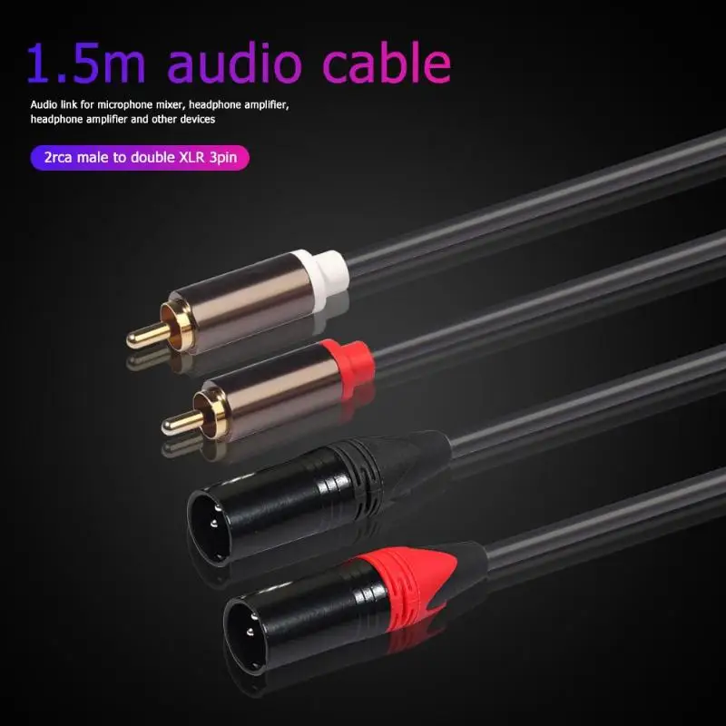 1 5 м аудио кабель 4.9ft двойной RCA штекер на XLR 3pin мужской адаптер Шнур для микрофона