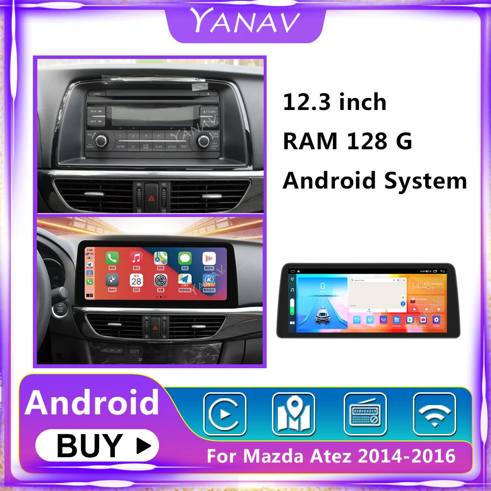 구매 2 Din 안드로이드 라디오 카플레이 무선 자동차 라디오, 마즈다 Atez 2014-2016 용 자동 멀티미디어 비디오 GPS 네비게이션 스테레오 수신기