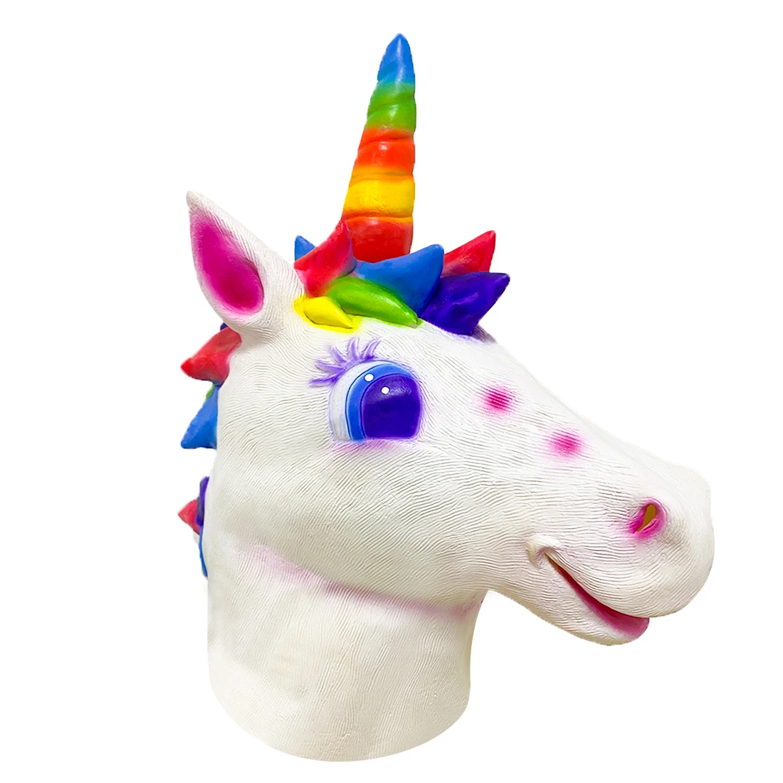 Латексная маска в виде животного радуга единорог лошадь голова Хэллоуин костюм