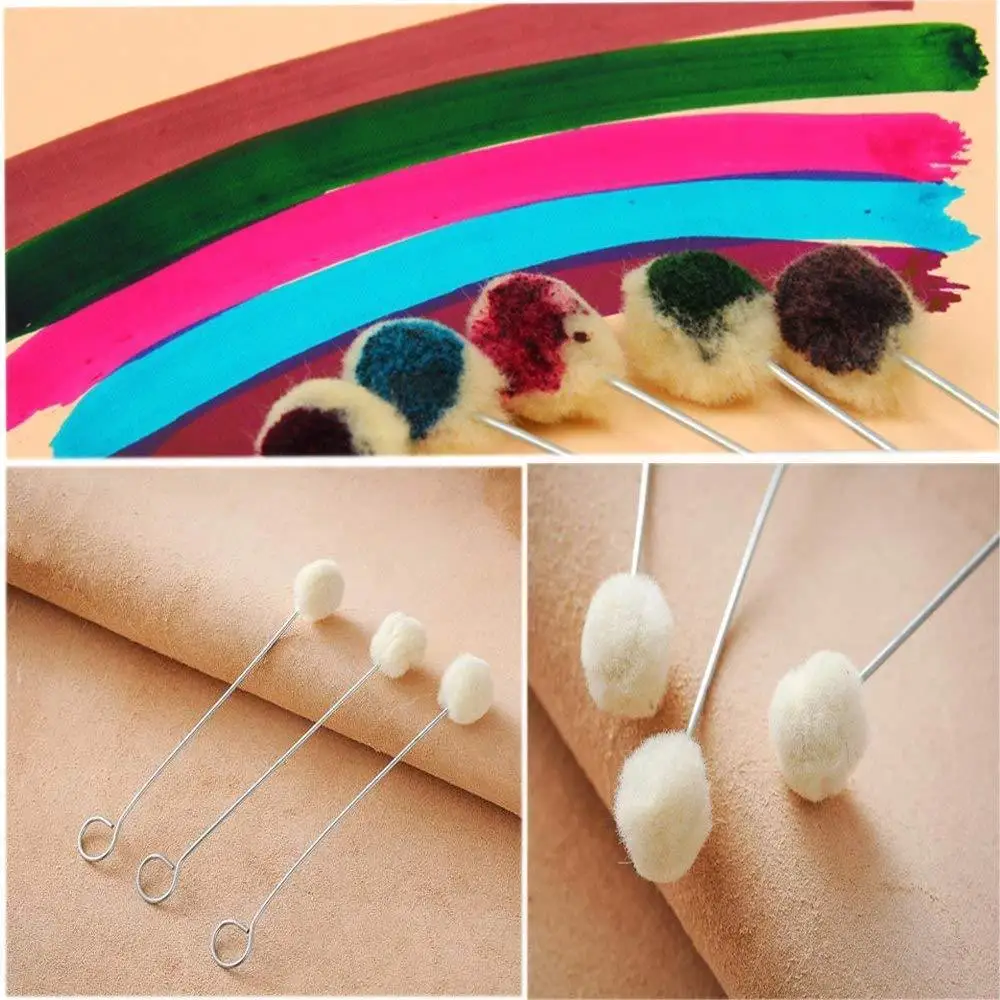 

Wholesale 100 Pieces Lot Wool Daubers Ball Brush Leather Dye Dauber Dyeing Applicator with I9E6