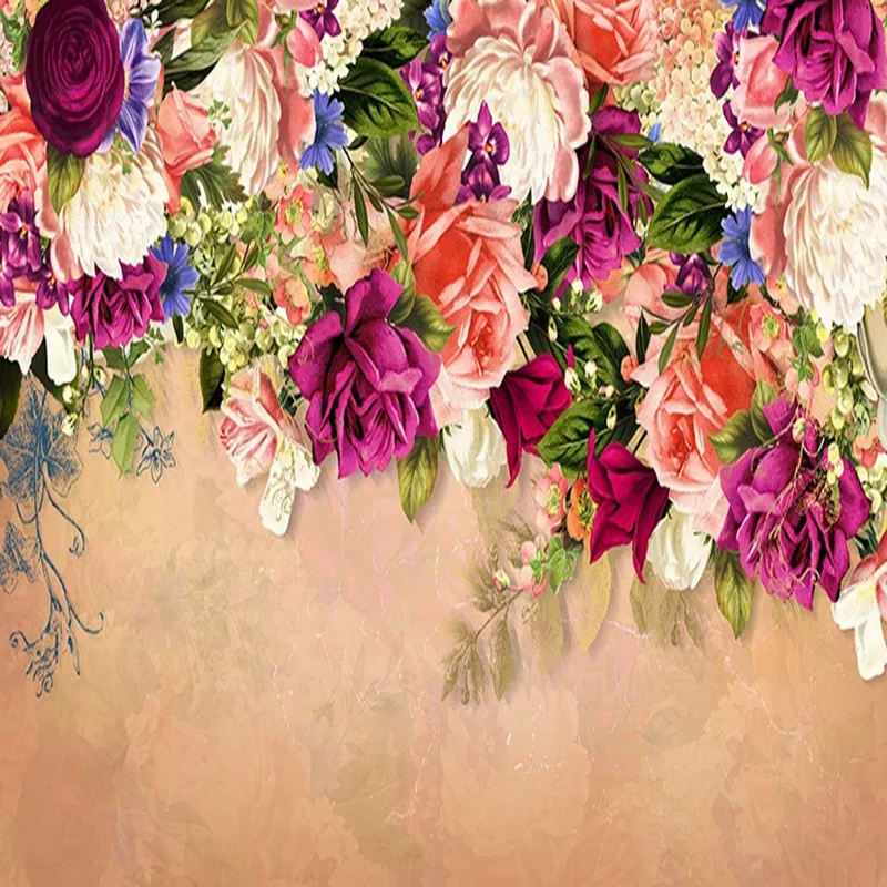 3D настенные фрески на заказ Настенная картина в стиле ретро с цветами розами для