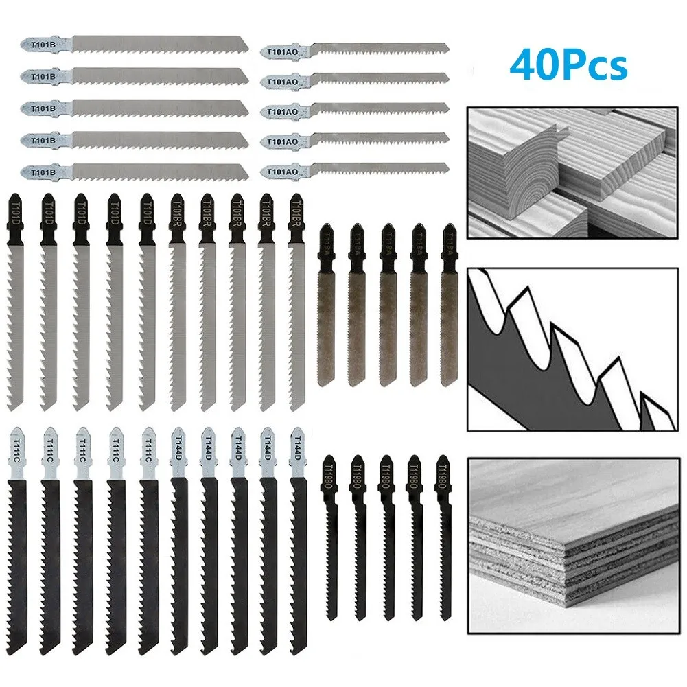 

40PCS Jigsaw Blades Wood Cutter Saw Blade T118A/T111C/T101B/T101BR/T101AO/T119BO/T101D/T144D For Bosch Dewalt Festool