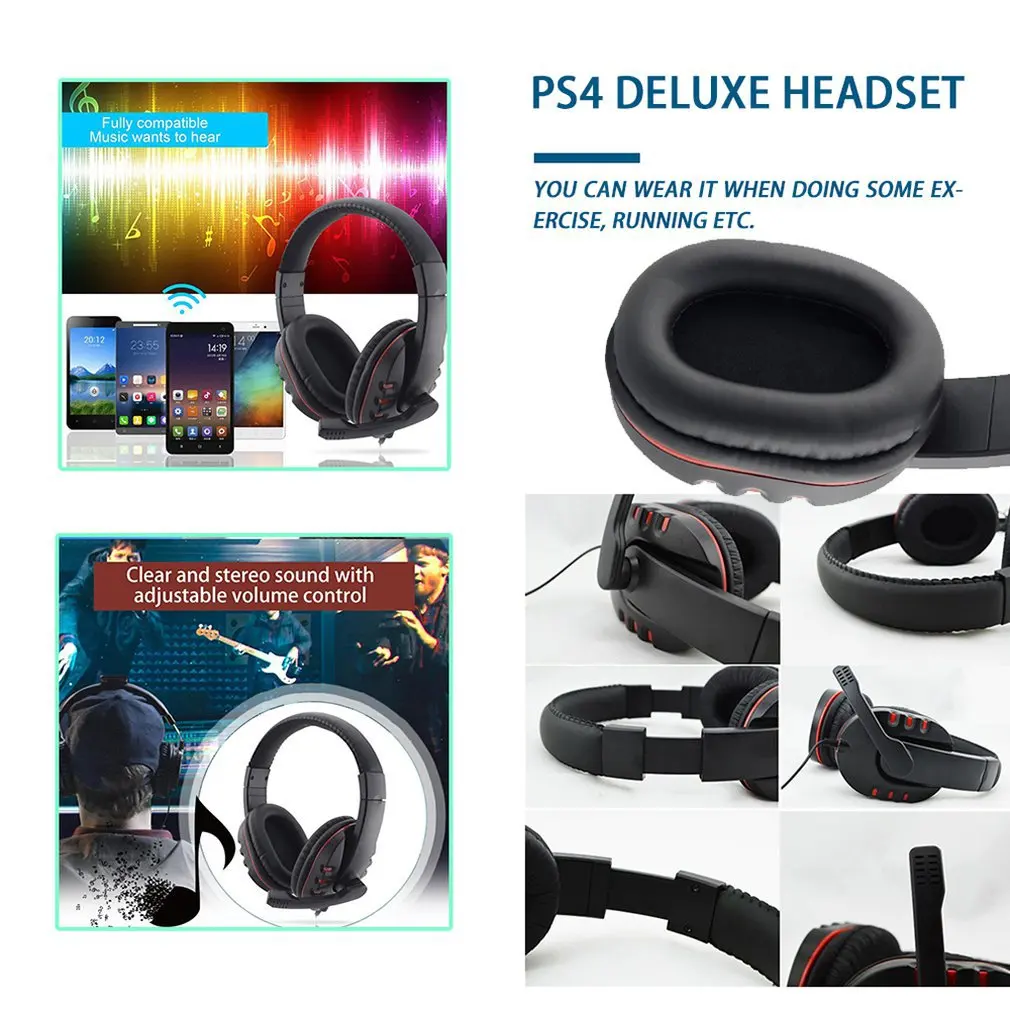

Wired Original 3.5mm Plug Gaming Headset Headphone Earphone Music Microphone For PS4 PlayStation 4 Game PC Chat