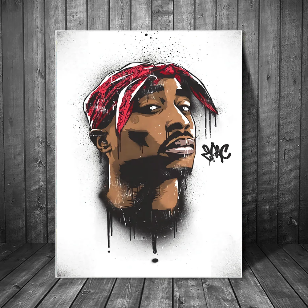 

Portrait of 2PAC Tupac Abstract Canvas Paintings On The Wall Art Posters And Prints Modern Rapper Pictures Wall Decor Cuadros