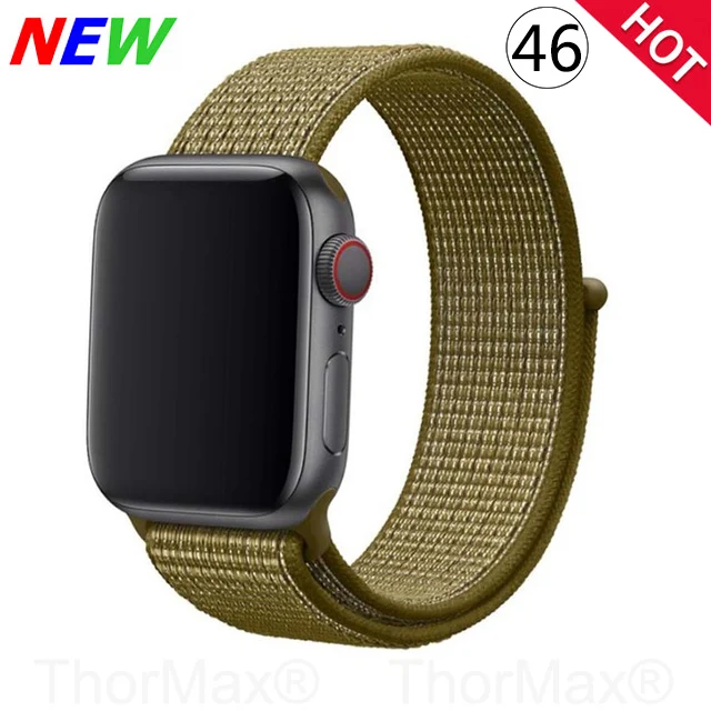 Ремешок для часов Apple Watch 4 серии 5 4 3 мягкий легкий дышащий нейлоновый спортивный ремешок 38 мм 42 мм 40 мм 44 мм Ремешки для наручных часов - Цвет ремешка: 46-Olive Flak