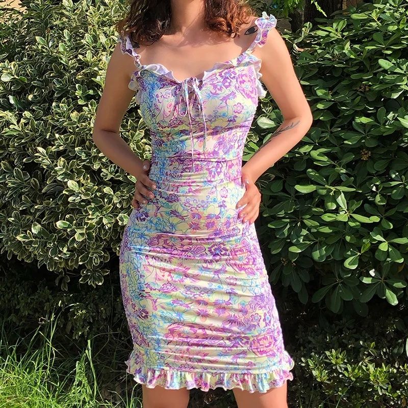 

Женское летнее платье с принтом на бретельках, облегающее Привлекательное платье-макси на тонких бретельках, Повседневная модная элегантн...