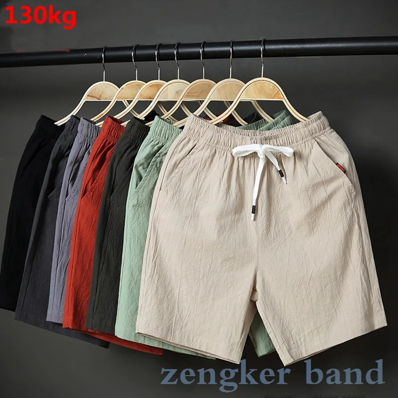 

Men's shorts summer cotton linen 5 points five points pants loose casual trend plus size 8XL linen beach mens shorts