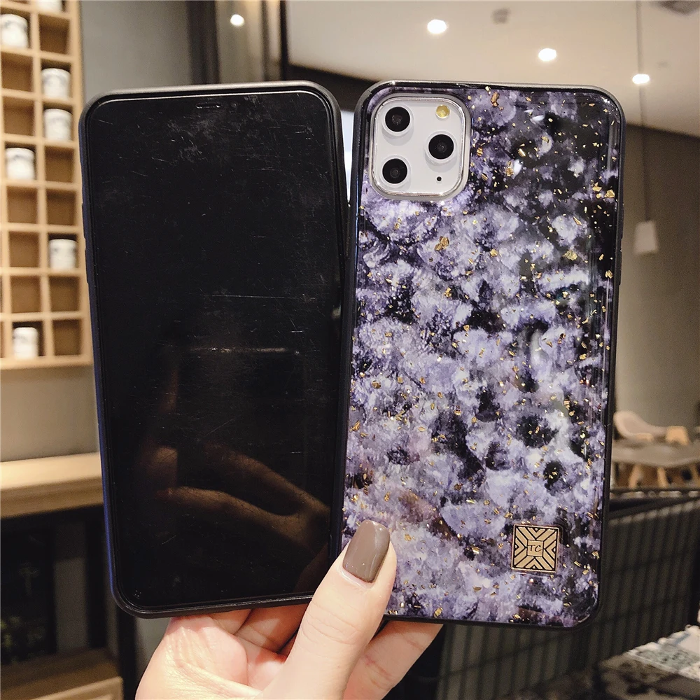 Блестящий чехол из золотой фольги с мраморным рисунком для iPhone 12 11 Pro XS Max XR X SE