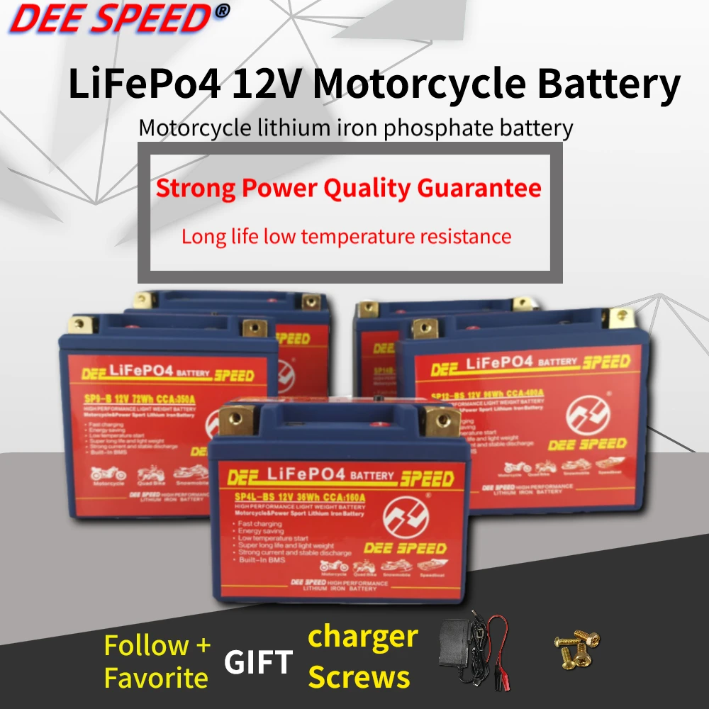 

LiFePo4 12V Motorcycle Lithium Battery 12B-4 12Ah Moto Lighter Starter bateria With balance BMS gel load battery for bmw motor
