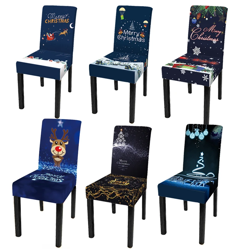 

1pcs Spandex Christmas Chair Covers Dining Room Protective Removable Wedding Hotel Banquet Living Room Chair Cover Home Decor