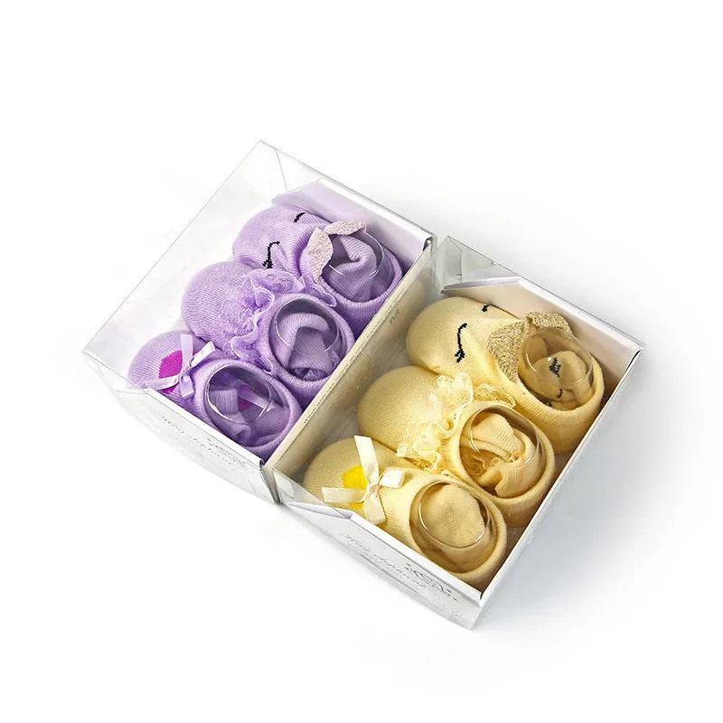 3 пары/Лот кружевные носки для новорожденных с цветочным рисунком хлопковые