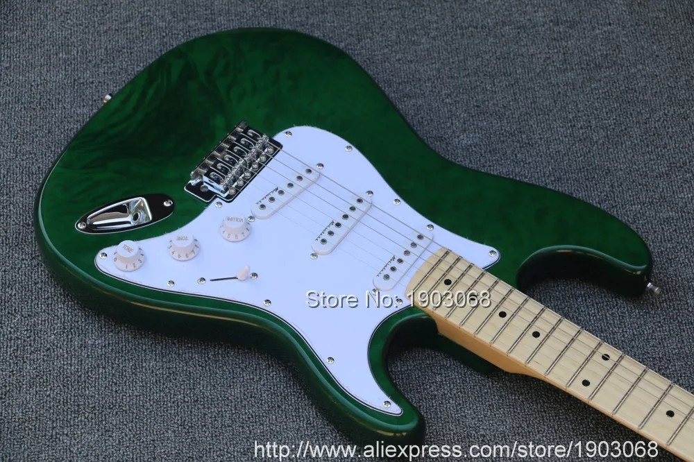 2021 ling up custom green ST электрическая гитара Кленовая подставка пользовательский