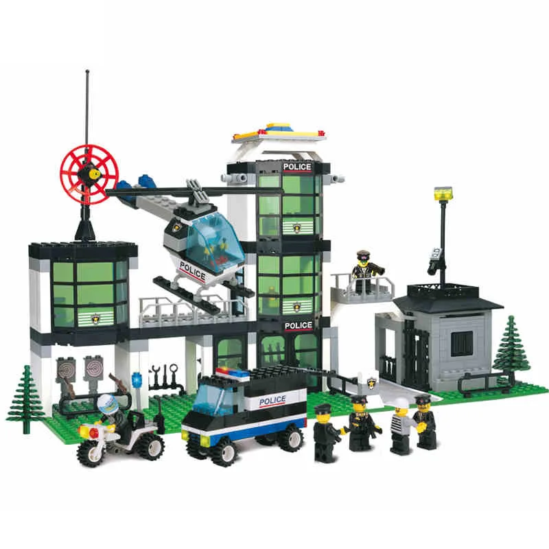 SWAT полицейский участок модель строительные блоки город машина вертолет