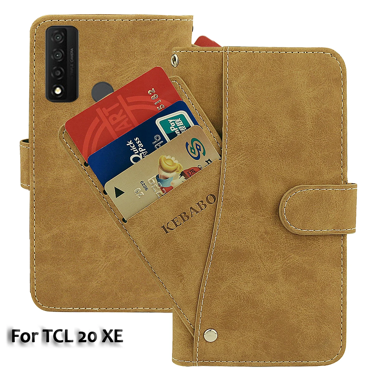 

Винтажный кожаный чехол-кошелек TCL 20 XE, роскошный флип-чехол 6,52 дюйма с отделениями для карт, Магнитный защитный чехол для телефона, сумки