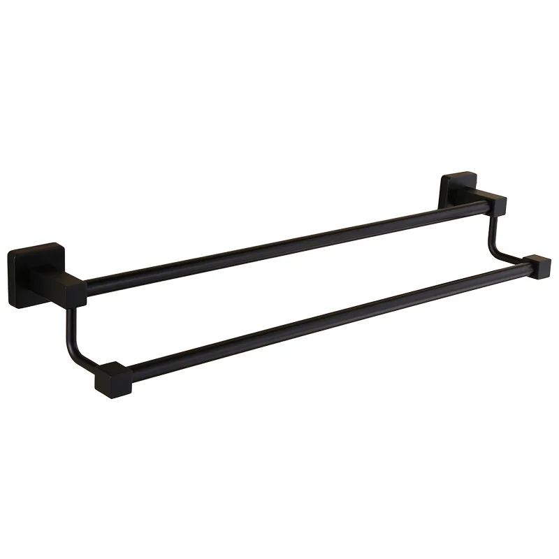 

40/50/60cm Black Towel Rack Wall-mounted Black Stainless Steel Towel Holder with Hook Bathroom Accessories Bath Shelves
