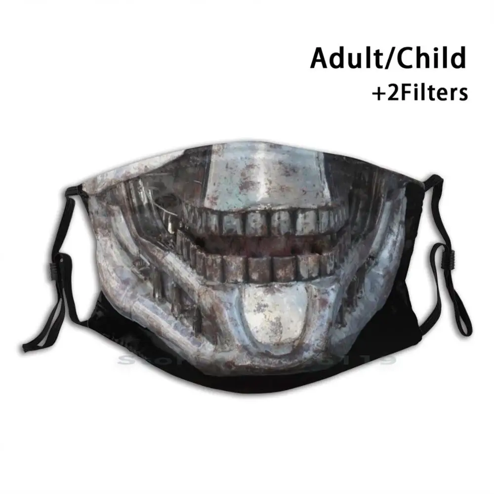 

Robot Mouth And Jaw Mouth Print Reusable Mask Pm2.5 Filter Face Mask Kids Robot Mouth Teeth Jaw Nose Black Silver Rusty Ugly