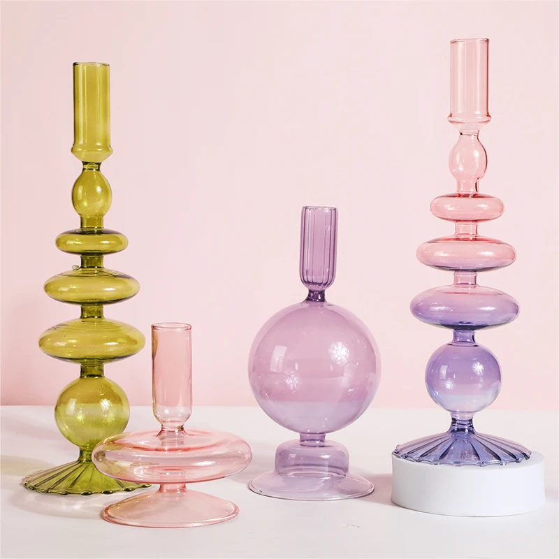 Nordic Glass Candle Holder Taper Holders Candlesticks for Home Wedding Room Decoration Party Vase Table Bookshelf | Дом и сад
