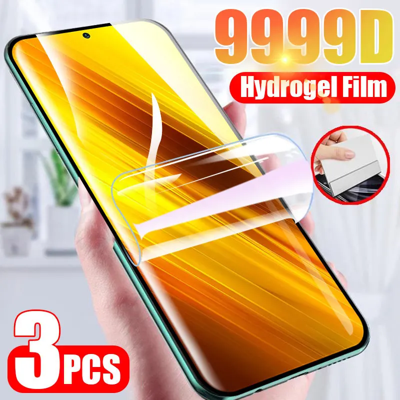 

3Pcs Screen Protector on For Xiaomi Poco X3 NFC Full Cover Hydrogel Film For Xiaomi Poco F2 Pro Xiomi Poco M3 Not Tempered Glass