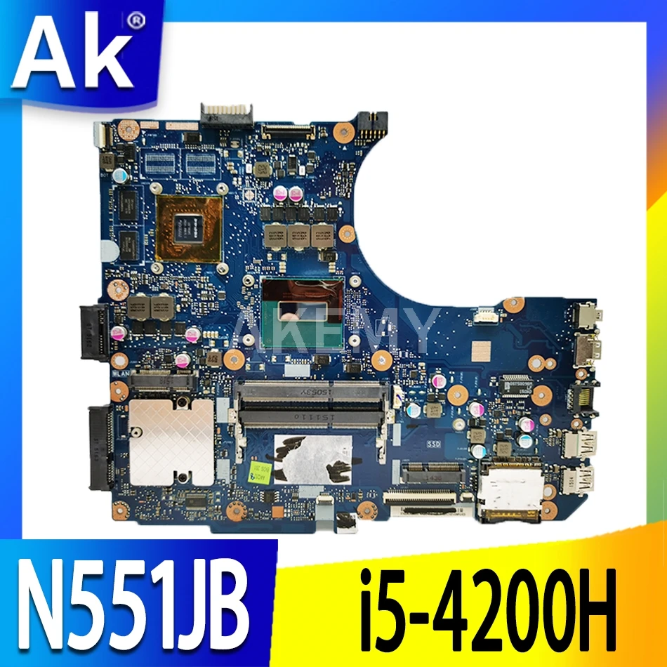 Akemy Новая материнская плата N501JB GT940M / i5 4200H для ASUS N551J G551J N551JK N551JW Laotop