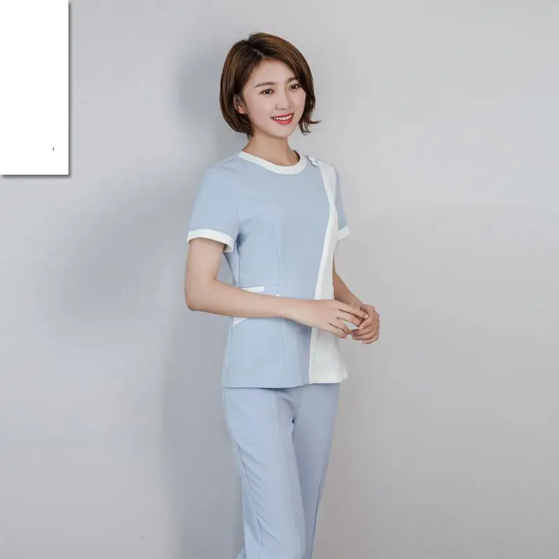 Летняя рабочая одежда для косметолога Женский комплект с коротким рукавом