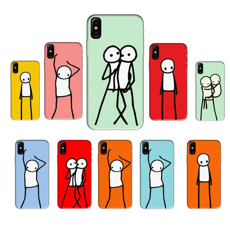 

Line Man Cartoon Image Phone Case Black Tpu For Iphone XR Xs 11 12 13 Mini Pro Max 6 7 8 Plus X 6s SE 2020 Cover