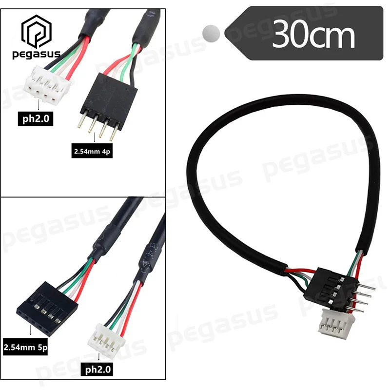 

PH2.0 Motherboard to Dupont 2.54mm 4Pin Male / 5Pin Female USB 2.0 Converter Transfer Wiring Cable 30cm